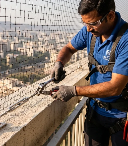 Balcony Safety Nets Closeup