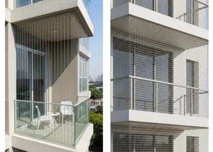 Safety net and invisible grill installation on a residential balcony in Pune
